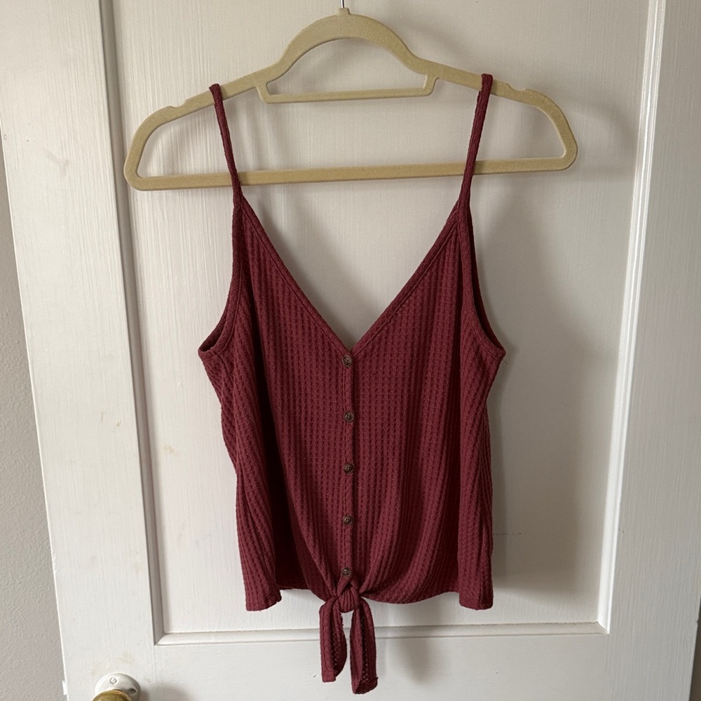 wild fable Waffle Knit Tie-Front Cami in Wine